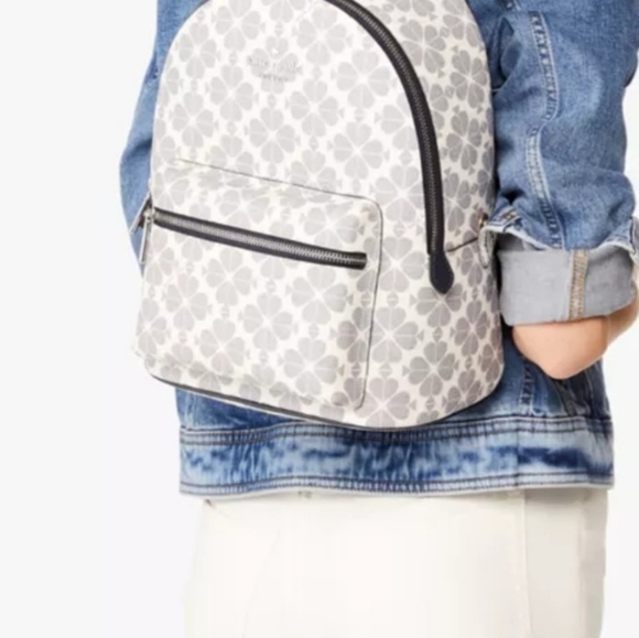 Kate Spade White and Gray Clover Backpack - Picture 4 of 6